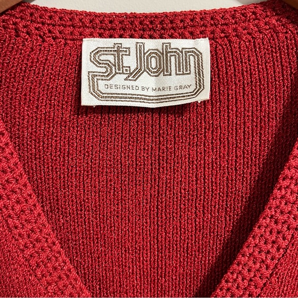 Vintage St John Santana Knit Red Jacket - Picture 7 of 15